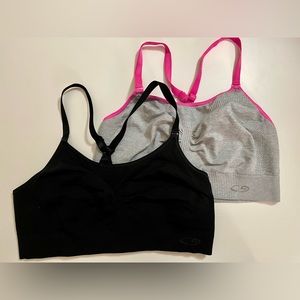 Champion Women's Seamless Sports Bras - Black & Gray with Pink Accents
